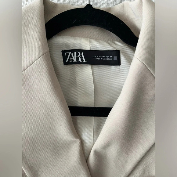 NWOT Zara cropped double breasted blazer light tan size M - Picture 4 of 6